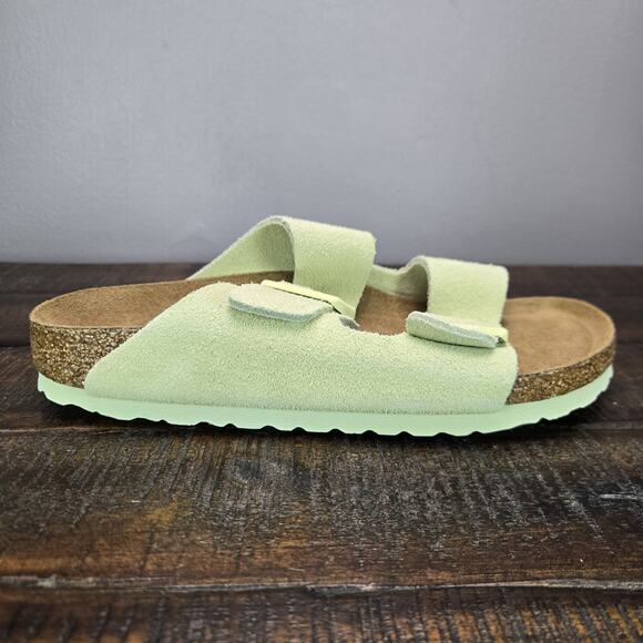 NEW Birkenstock Arizona Womens Size 6 EU 37 Narrow Sandal Suede Soft Bed Green - Picture 5 of 11
